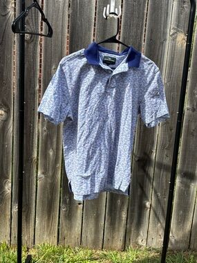 Rodd & Gunn Blue Floral Polo with Navy Collar